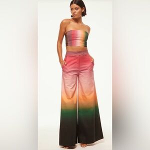 Misa Los Angeles Colorful Strapless Top and Gradient Pants Set
